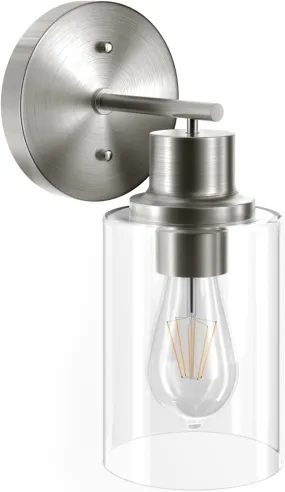 1-Light Bathroom Wall Sconce, Brushed Nickel Vanity Light