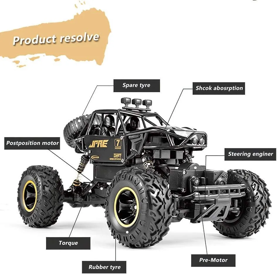 1:16 Scale All Terrain Off Road Monster Truck 4WD with 2.4 Ghz Remote Control, 2 Batteries