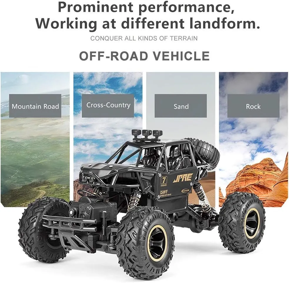 1:16 Scale All Terrain Off Road Monster Truck 4WD with 2.4 Ghz Remote Control, 2 Batteries