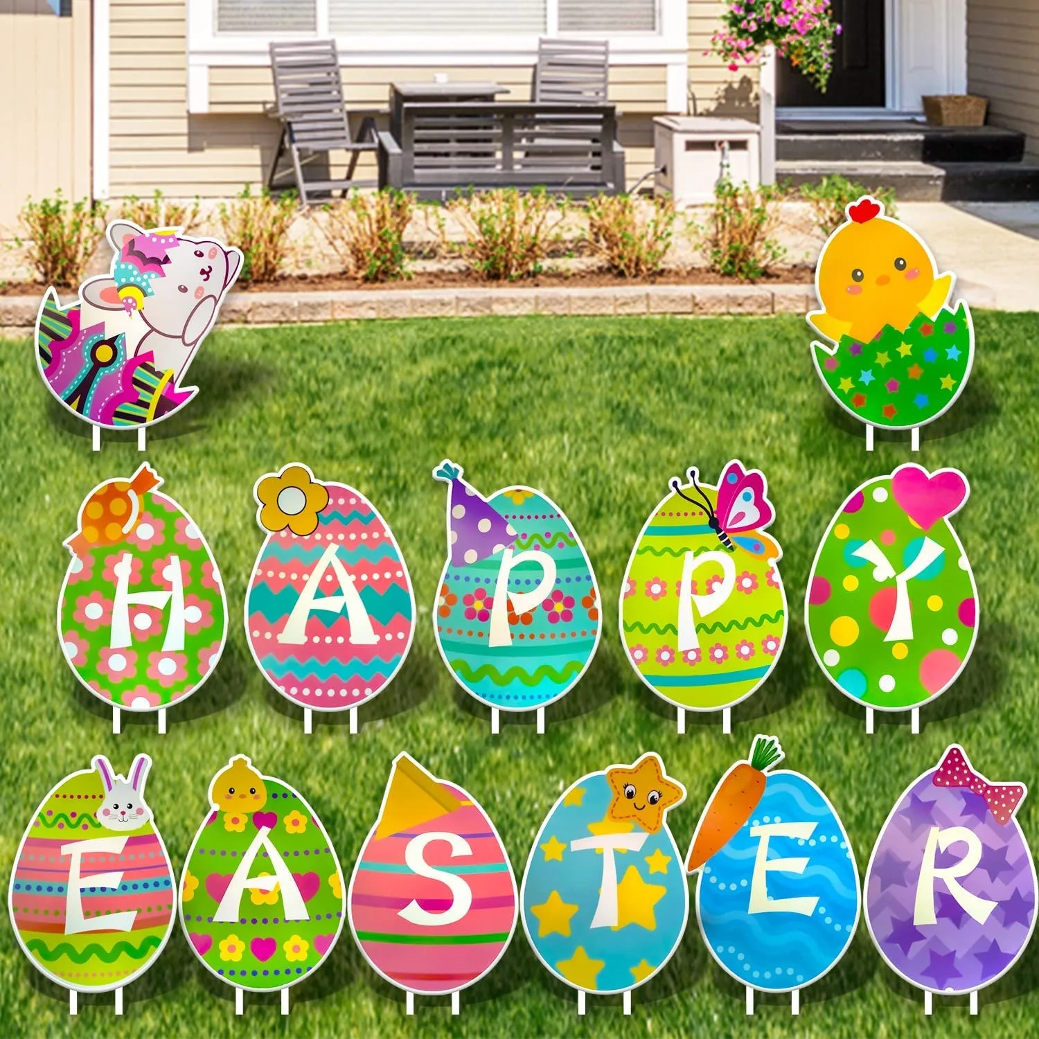 13 Pieces Happy Easter Yard Signs