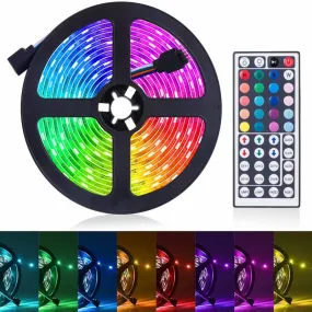 16.4ft LED Light Strip, 5M RGB Color Changing 3528 300 LEDs with 44 Key IR Remote