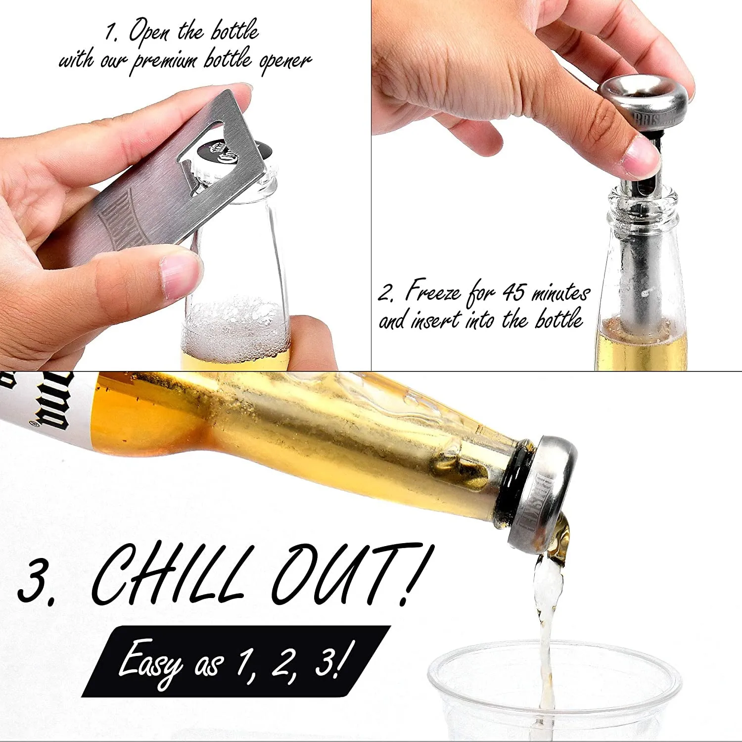 3 Beer Chiller Sticks for Bottles