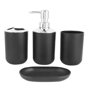 4 Piece Bathroom Accessory Set with Soap Dispenser Pump, Toothbrush Holder, Tumbler and Soap Dish