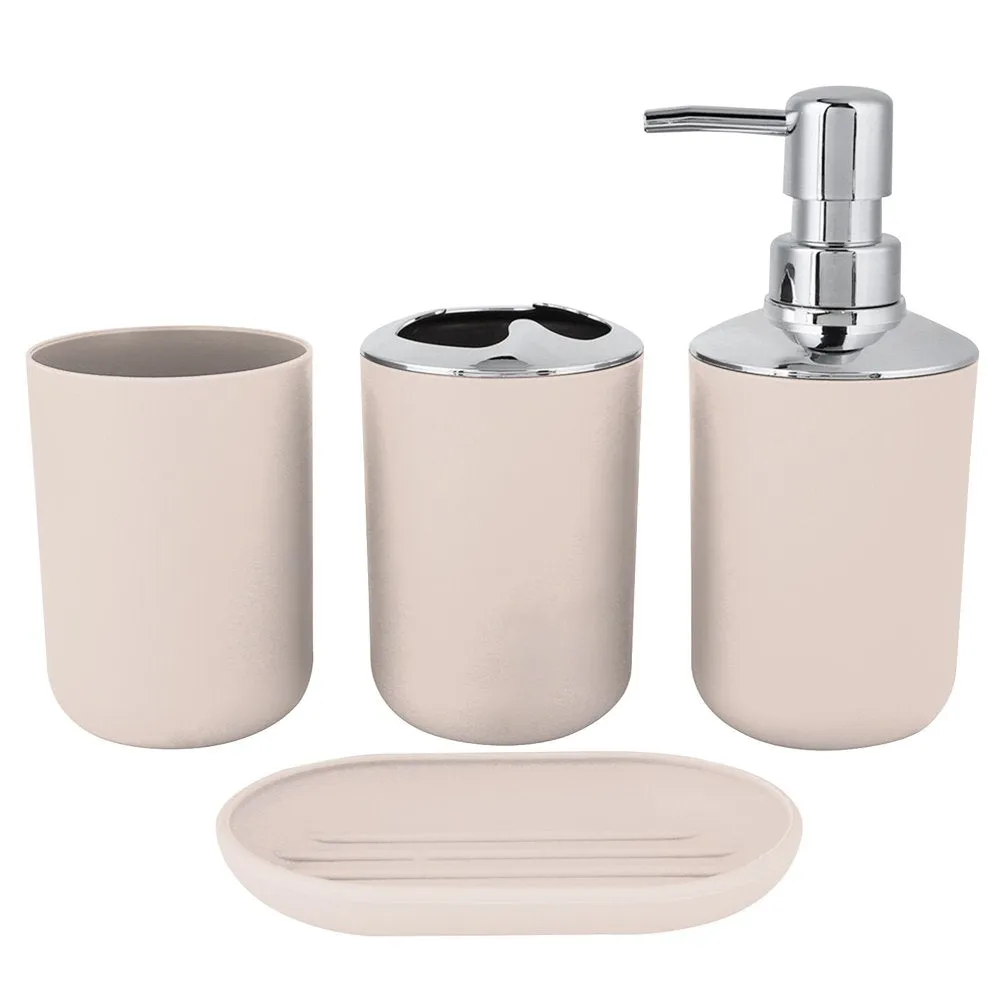 4 Piece Bathroom Accessory Set with Soap Dispenser Pump, Toothbrush Holder, Tumbler and Soap Dish