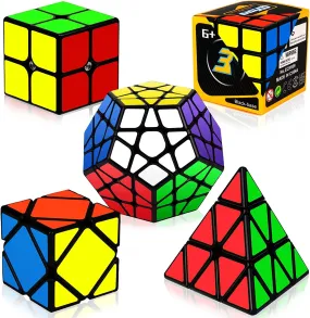 5 Pack Speed Cube Set, Puzzle Cube Bundle 2X2 3X3 Pyramid Dodecahedron Skewb Magic Cube Set, Smooth Sticker Cubes Games Toy