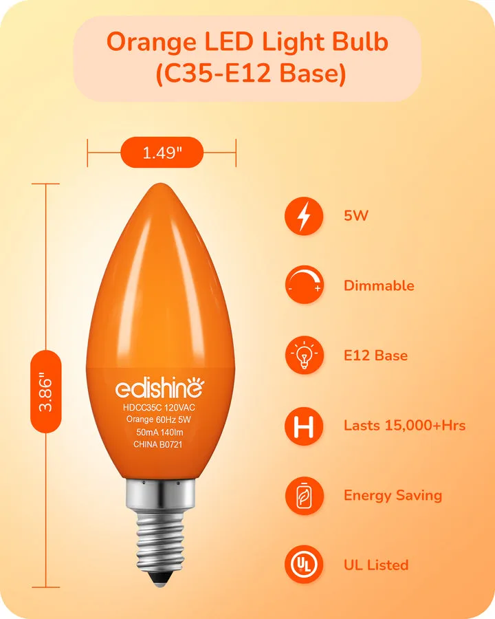 6 Pack Orange Dimmable Light Bulb-HDCC35B