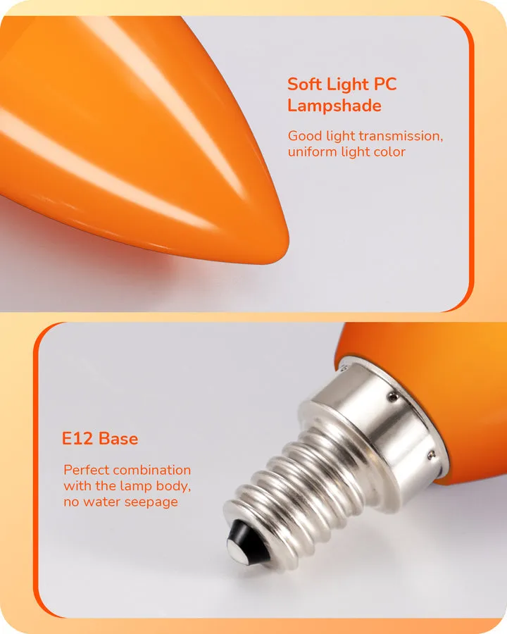 6 Pack Orange Dimmable Light Bulb-HDCC35B