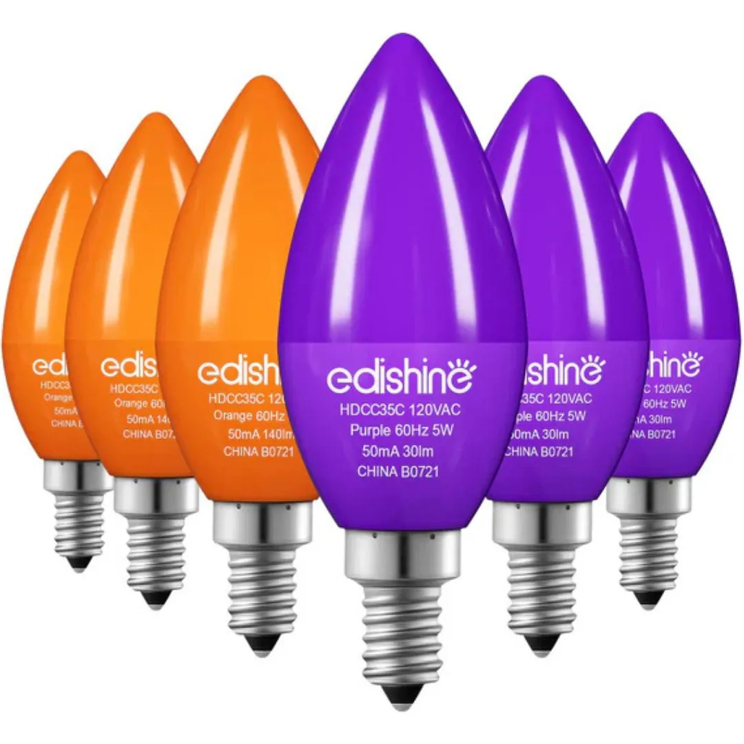 6 Pack Purple & Orange Dimmable Light Bulb-HDCC35C