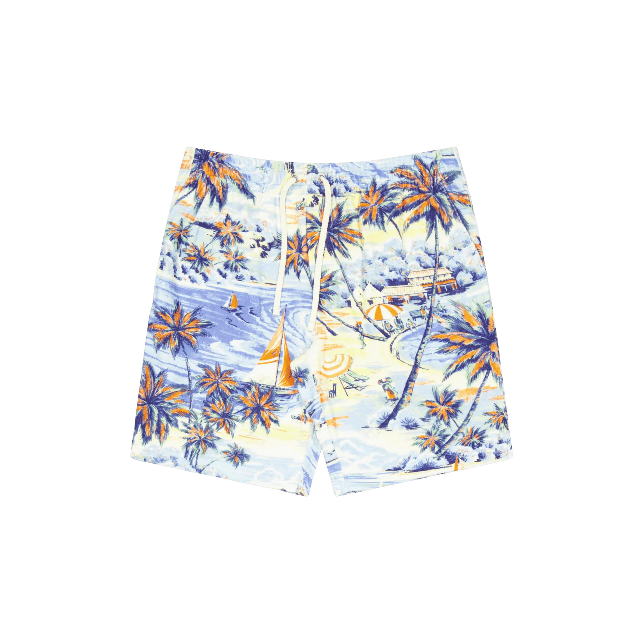 9-Inch Tropical-Print Terry Short Hawaiian Beach Bazaar