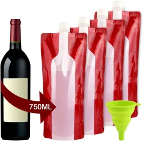 Accmor Wine Bottle Bag Flask, Portable Wine Accessories, Reusable Flexible Collapsible Leek Proof Liquid Accessories for Gift Travel Camping BBQ Party Beach Hiking Home Kitchen