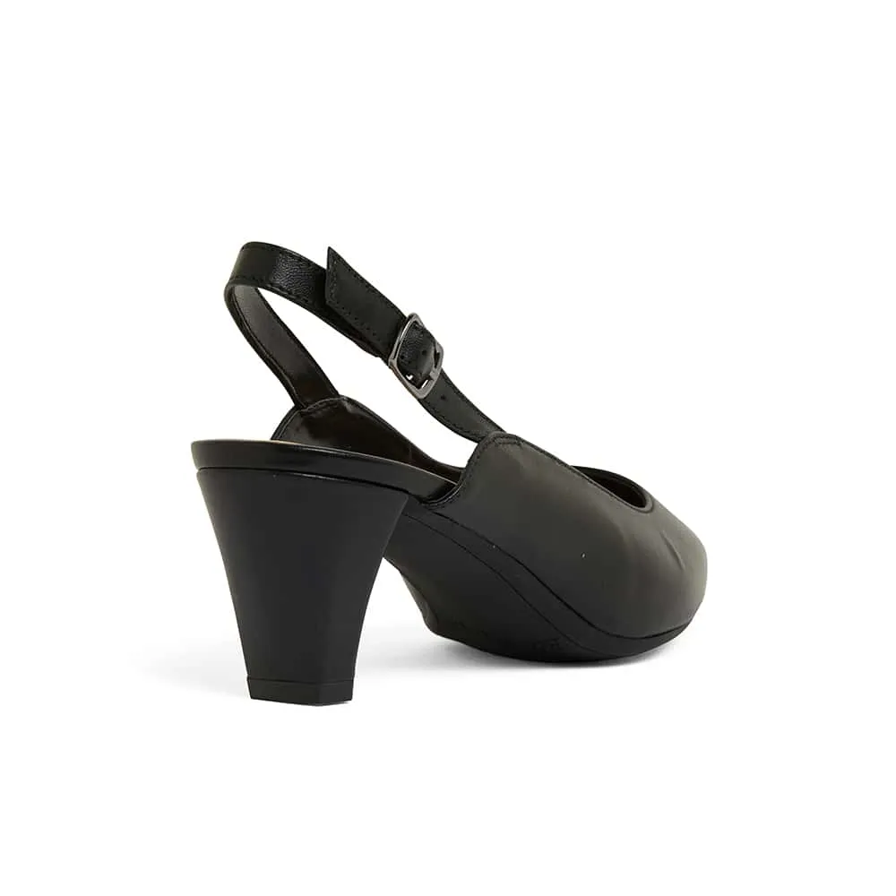 Agatha Heel in Black Leather