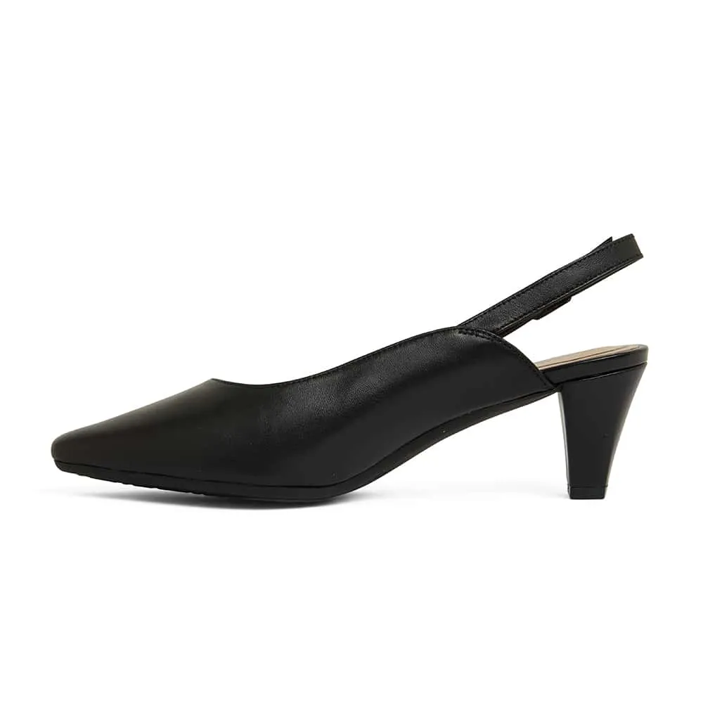 Agatha Heel in Black Leather