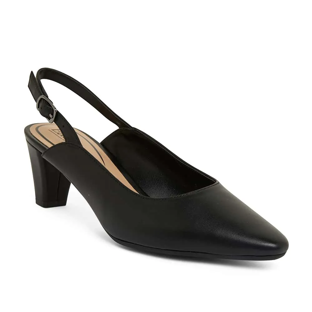 Agatha Heel in Black Leather