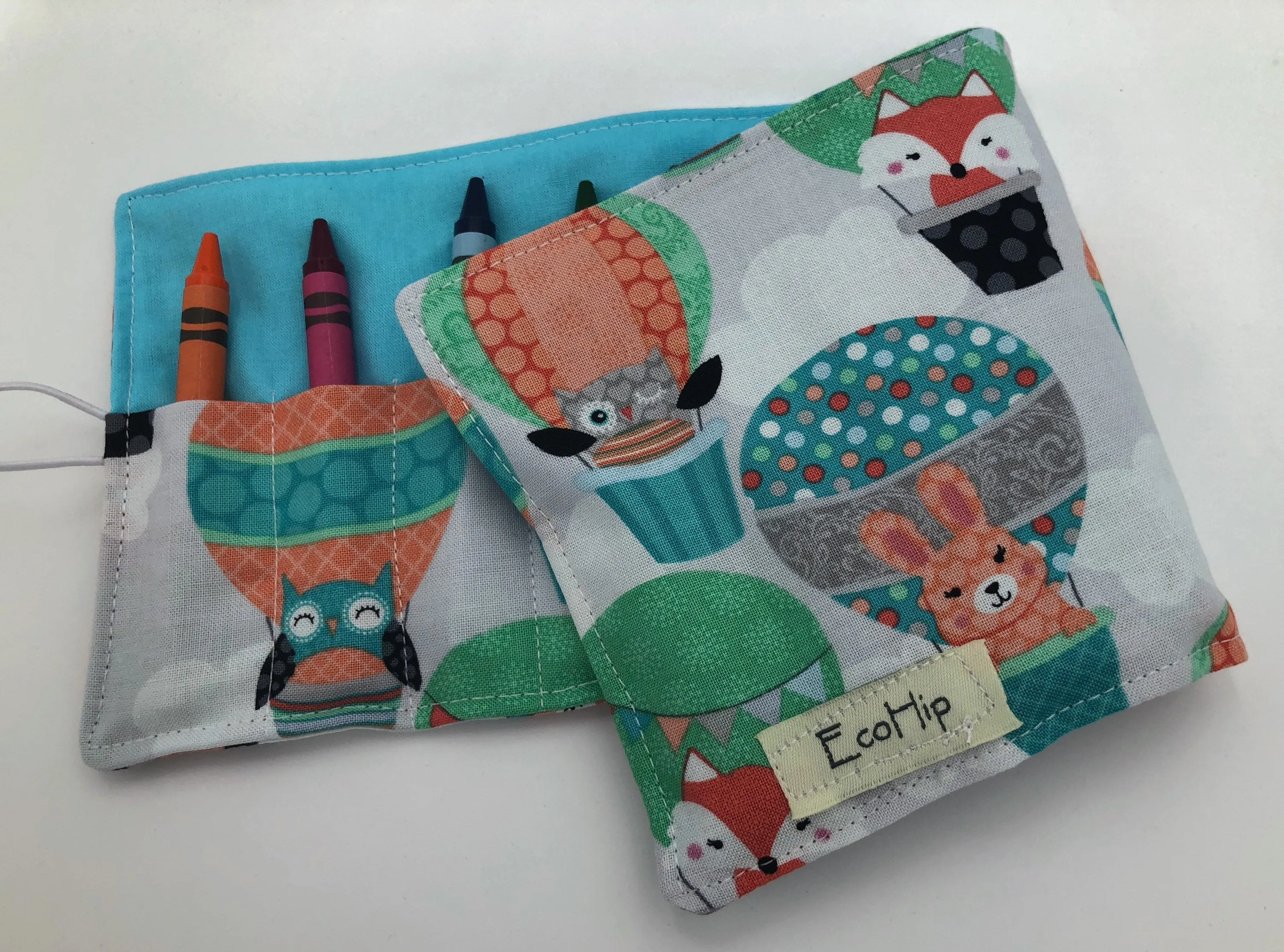 Balloon Crayon Roll Up, Owl Crayon Caddy, Blue Crayon Case, Foxes, Stocking Stuffer