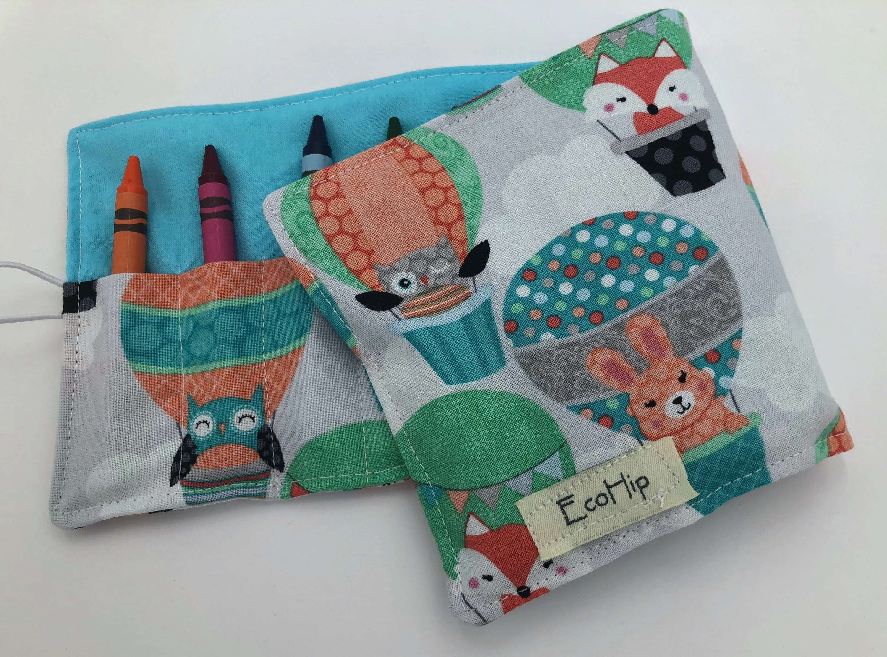 Balloon Crayon Roll Up, Owl Crayon Caddy, Blue Crayon Case, Foxes, Stocking Stuffer