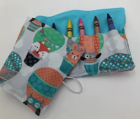 Balloon Crayon Roll Up, Owl Crayon Caddy, Blue Crayon Case, Foxes, Stocking Stuffer