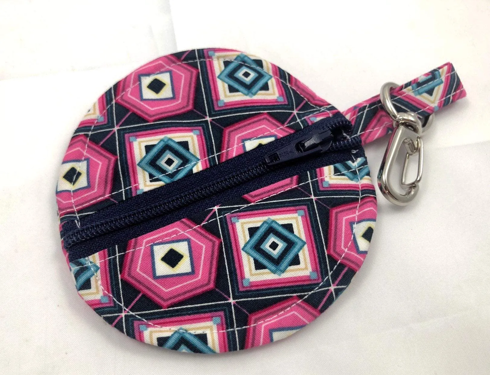 Black Pacifier Pouch, Pink Ear Pod Case, Small Zipper Coin Purse