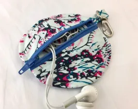 Blue Earphone Case, Air Pod Case, Lens Cap Holder, Lip Balm Cozy, Gift for Her