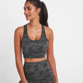 Bostock Womens Tech Crop Top - Coal Grey Print