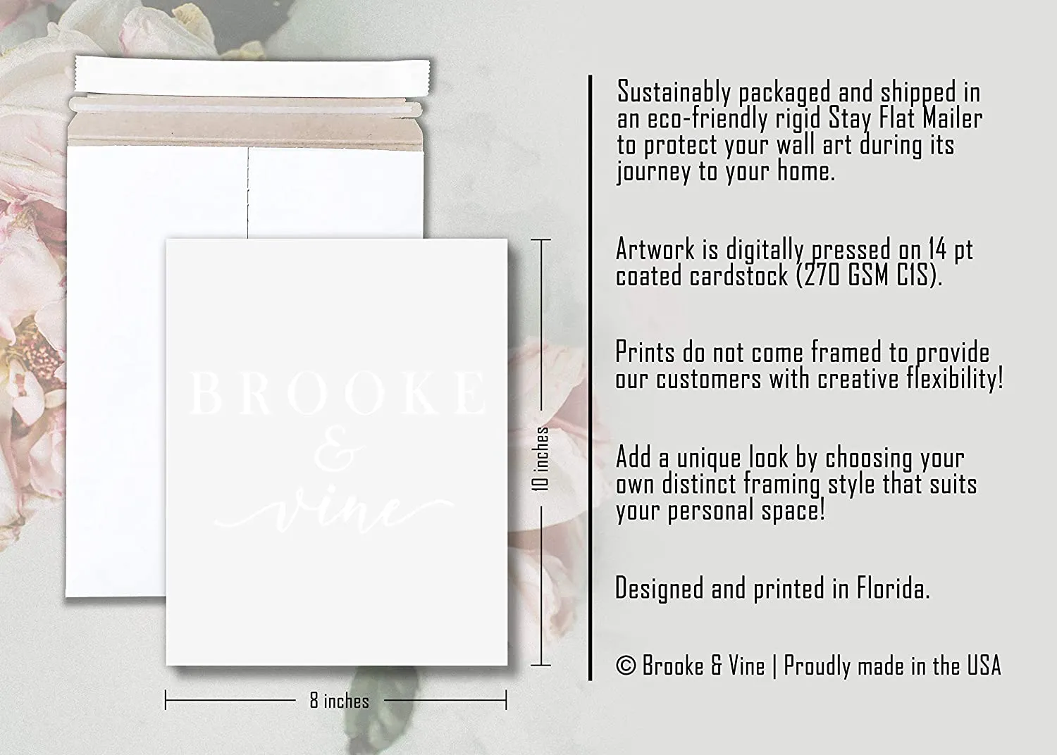 Brooke & Vine Girl Room Wall Decor Art Prints - (UNFRAMED 8 x 10) Inspirational Wall Art, Motivational Quotes Posters for Kids, Tween Bedroom (Braver Than You Believe - Black and White)