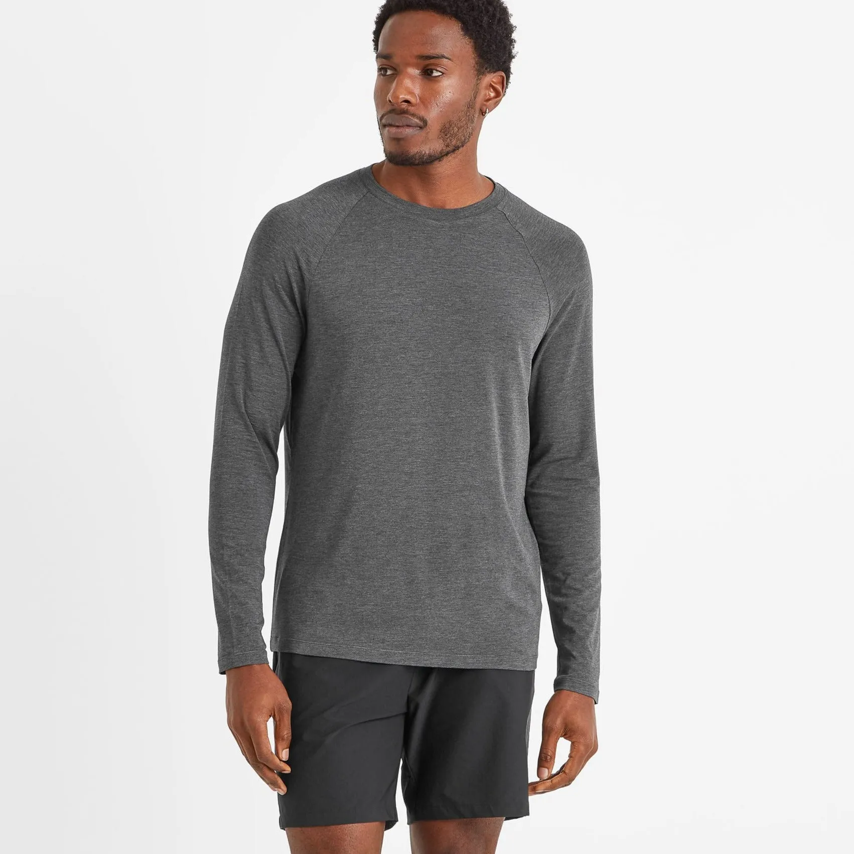 Clamber Mens Long Sleeve Tech Top - Dark Grey Marl