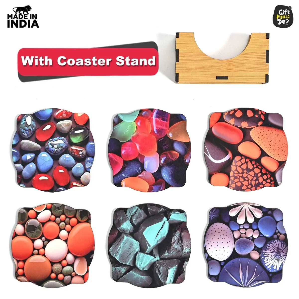 Coaster Set of 6 Unique Birds & Jungle Theme Design | Wooden Coasters to Serve Tea Cups, Coffee Mugs and Glasses (Ecofriendly)