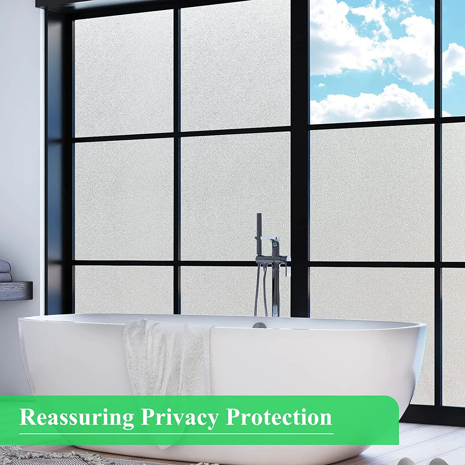 Coavas Privacy Window Film Sun UV Blocking Frosted Static Clings Non Adhesive Opaque Vinyl Decorative Glass Door Stickers Heat Control Coverings for Bathroom (23.6 x 78.7 Inch, Pure)