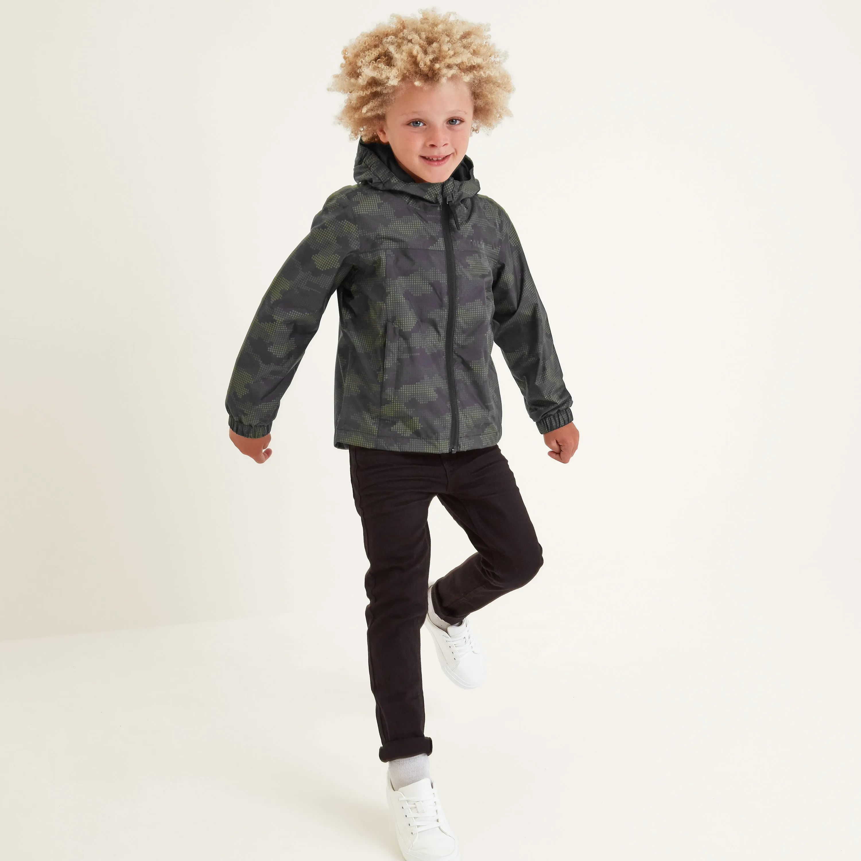 Copley Kids Waterproof Jacket - Khaki Dot Camo Print