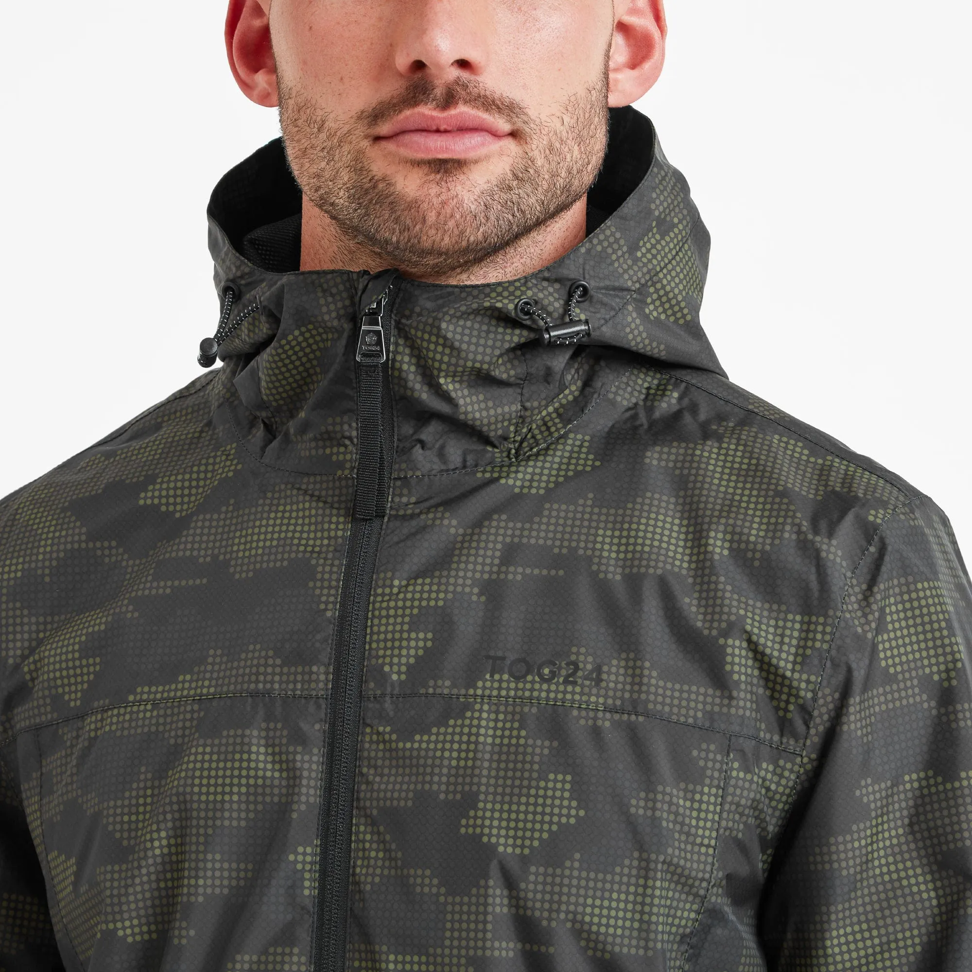 Craven Mens Waterproof Packaway Jacket - Khaki Dot Camo Print