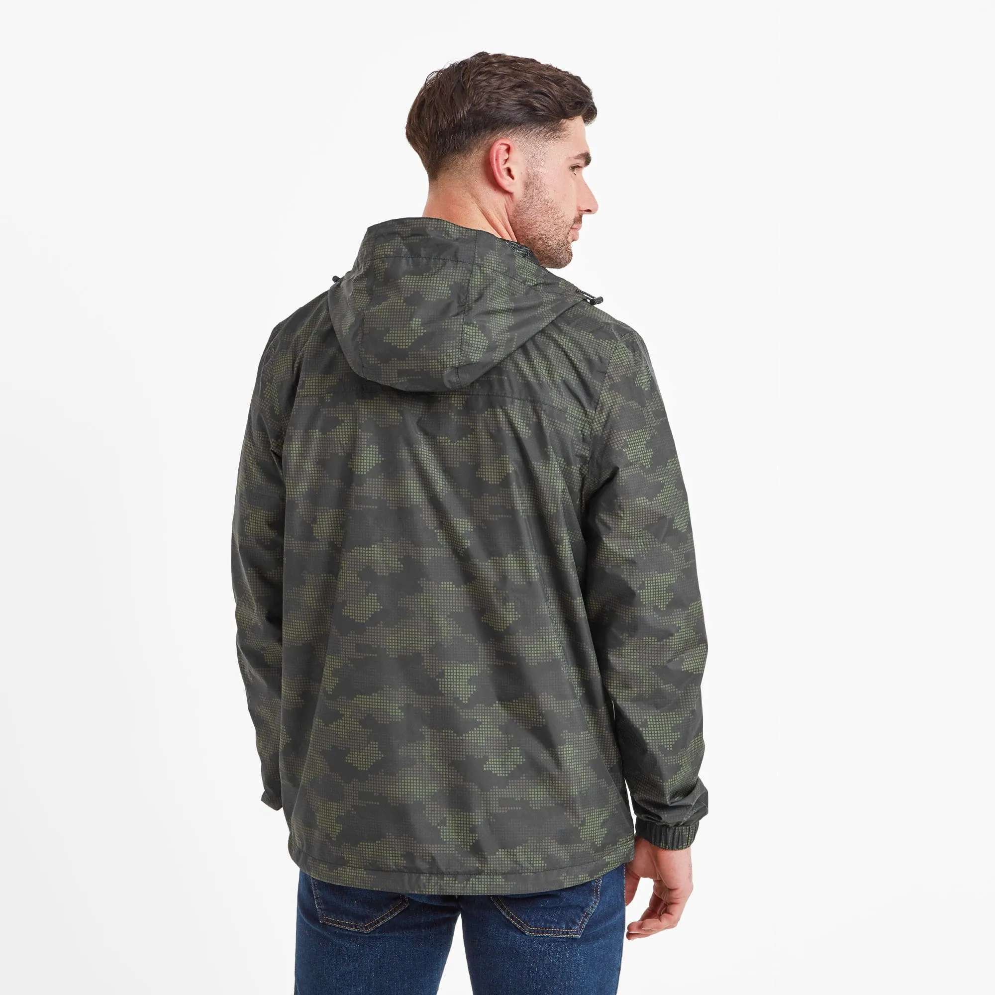 Craven Mens Waterproof Packaway Jacket - Khaki Dot Camo Print