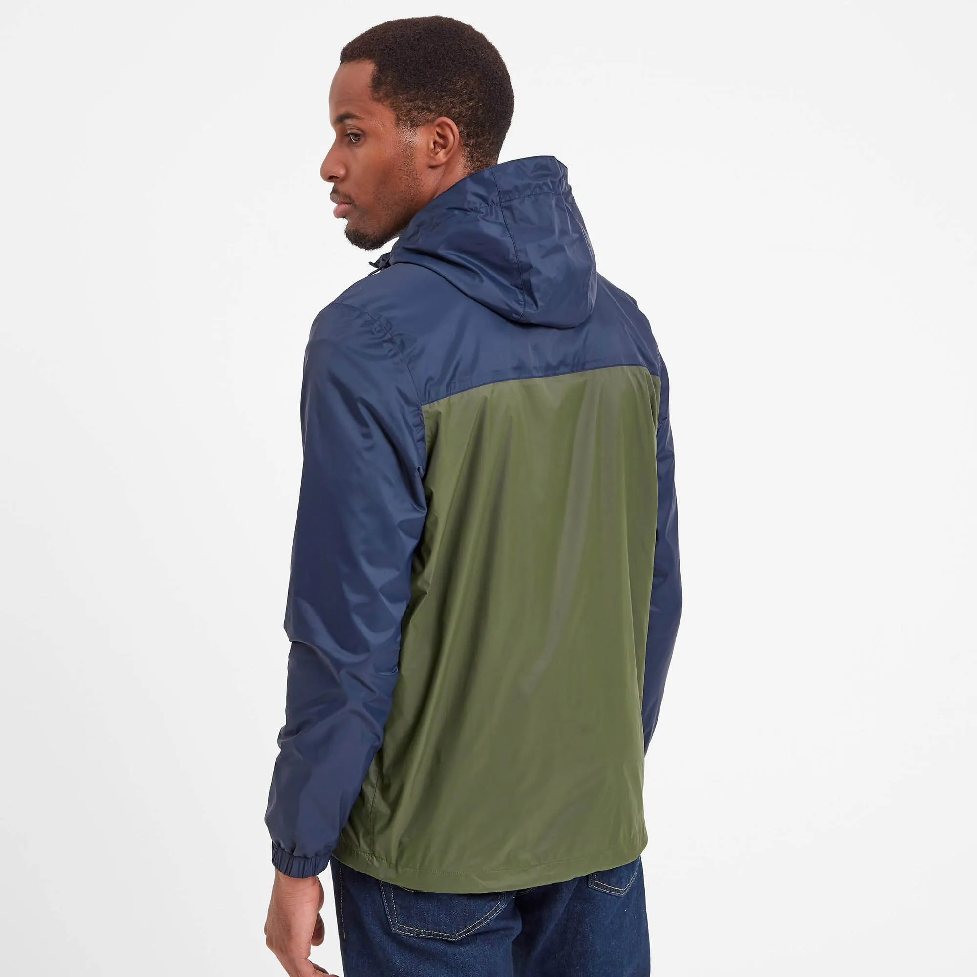 Craven Mens Waterproof Packaway Jacket - Khaki/Navy/Dark Orange Colour Block