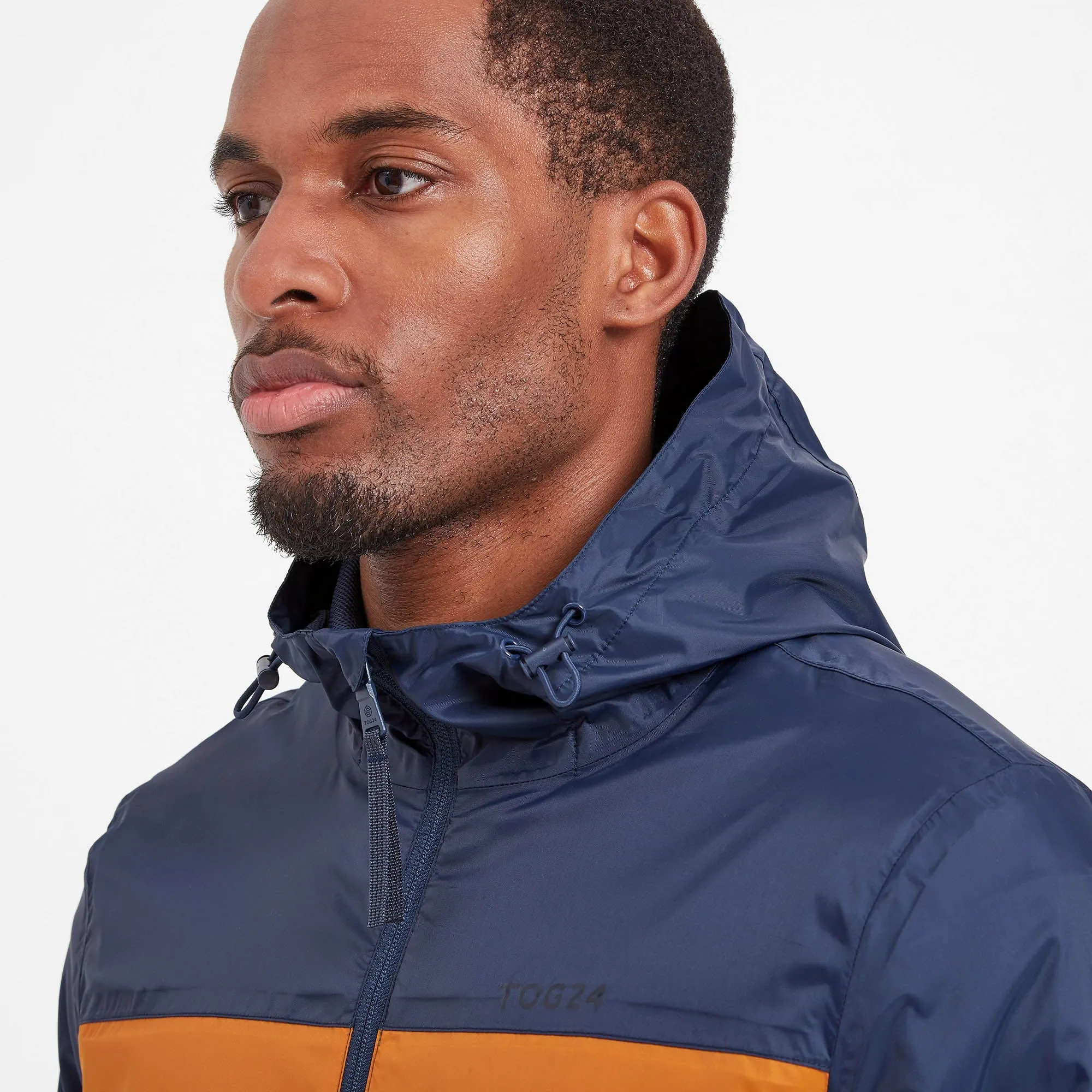 Craven Mens Waterproof Packaway Jacket - Khaki/Navy/Dark Orange Colour Block