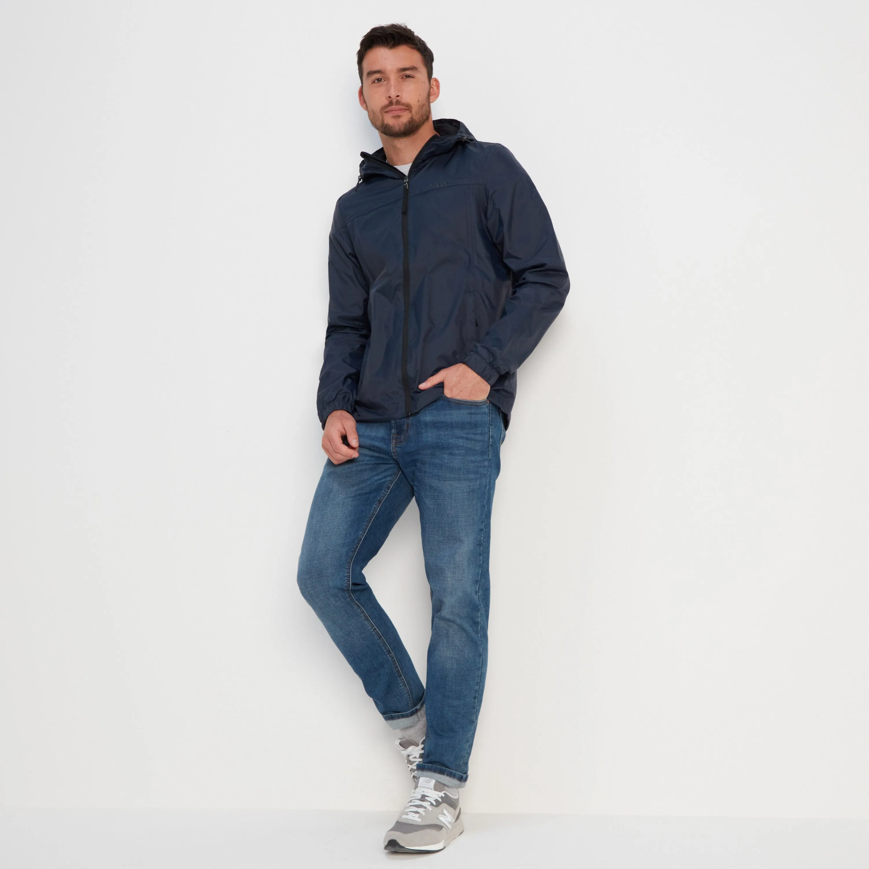 Craven Mens Waterproof Packaway Jacket - Navy