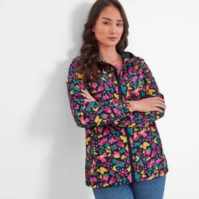 Craven Womens Waterproof Packaway Jacket - Dark Indigo Abstract Floral