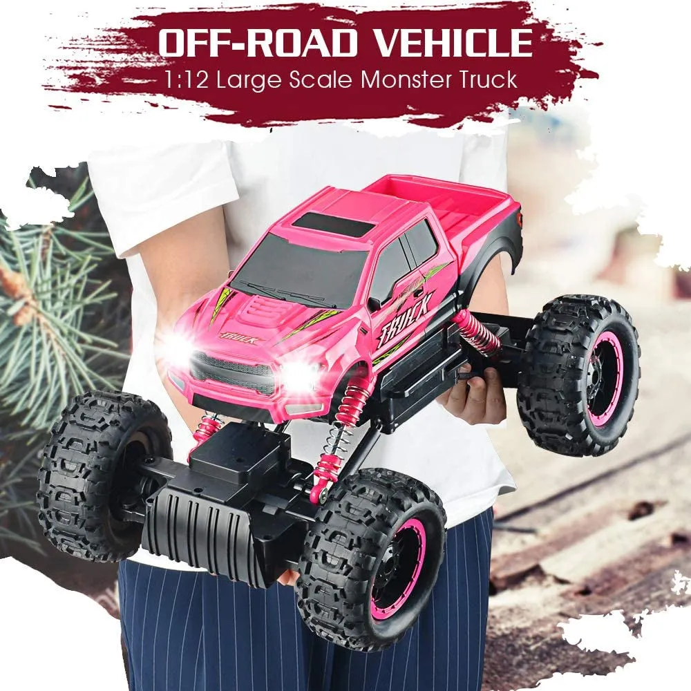 DE RC Cars for Girls Newest 1:12 Scale Remote Control Car with Rechargeable Batteries and Dual Motors off Road RC Trucks, Rc Racing Car