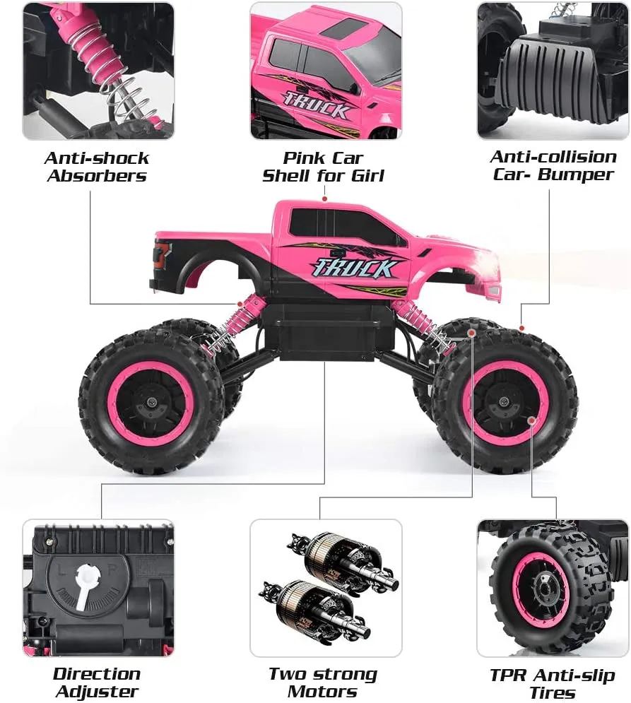 DE RC Cars for Girls Newest 1:12 Scale Remote Control Car with Rechargeable Batteries and Dual Motors off Road RC Trucks, Rc Racing Car