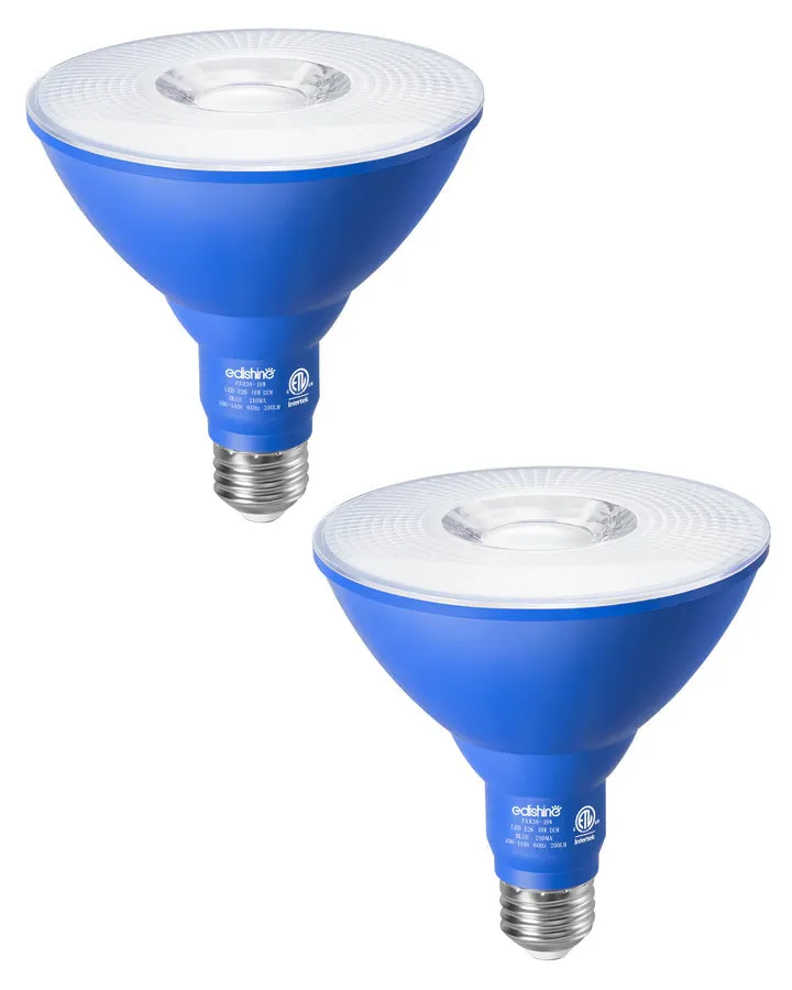 Dimmable 18W(120W Equivalent) E26 Base Blue Flood Light Bulb, 2 Pack-HDCP38D