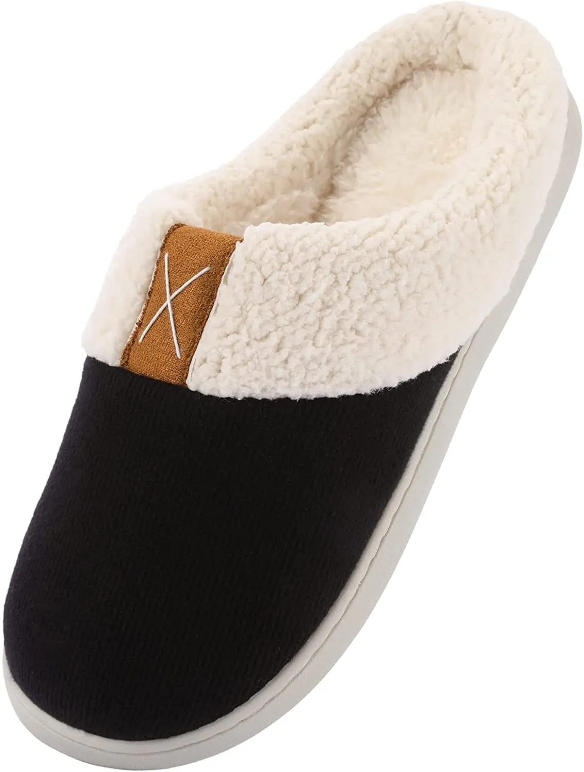 Ekouaer Womens Slippers Memory Foam Fleece Lined Slipper Warm Anti-Skid Rubber Sole Fuzzy House Shoes