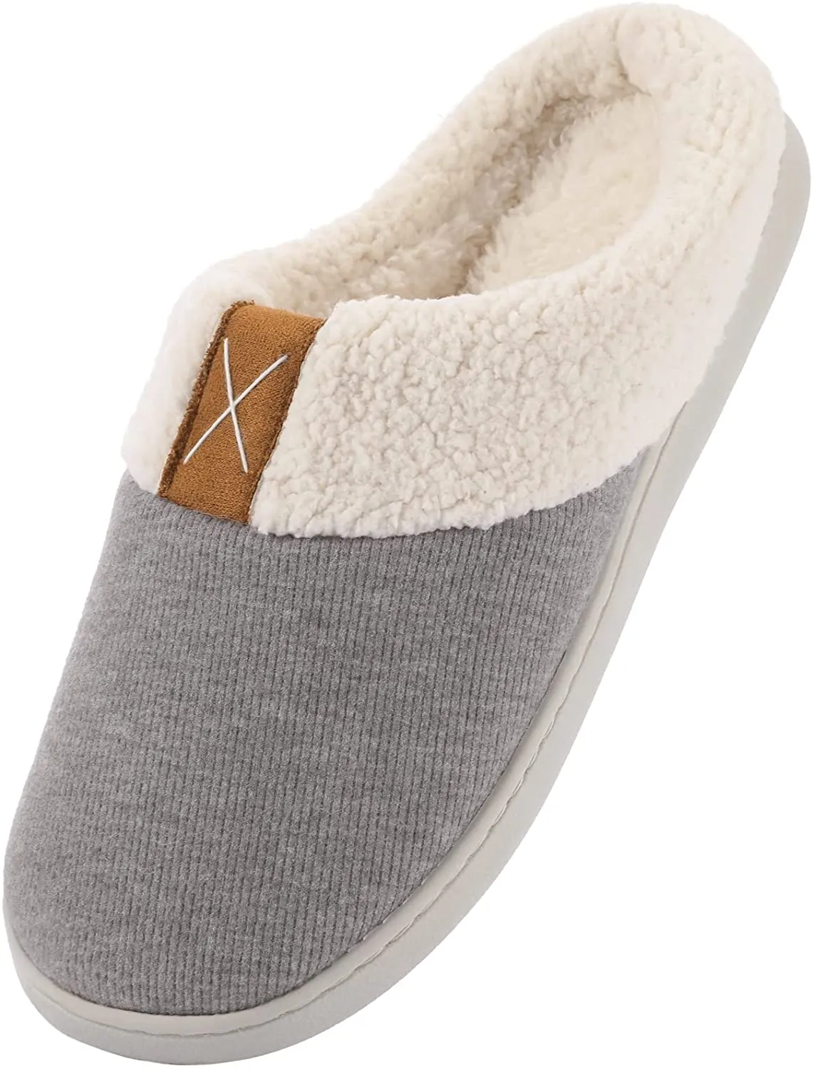 Ekouaer Womens Slippers Memory Foam Fleece Lined Slipper Warm Anti-Skid Rubber Sole Fuzzy House Shoes