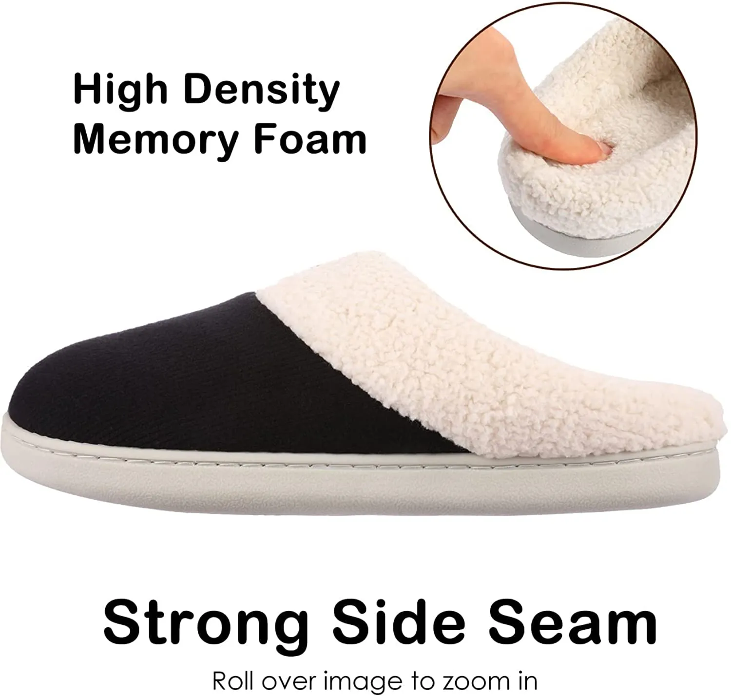 Ekouaer Womens Slippers Memory Foam Fleece Lined Slipper Warm Anti-Skid Rubber Sole Fuzzy House Shoes