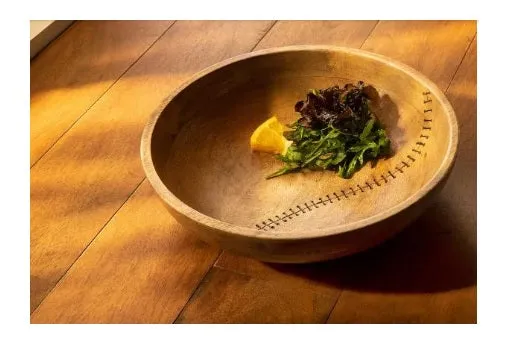 Ellementry Stitch Sense Mango Wood Bowl SMALL For Kitchen/Tableware - 1 Pc (20 cm Dia & H 5.5 cm)