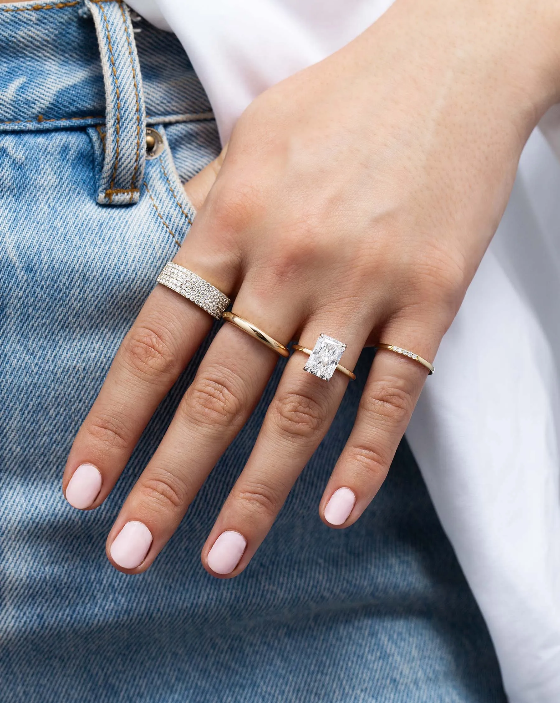 Five Row Stackable Pavé Ring