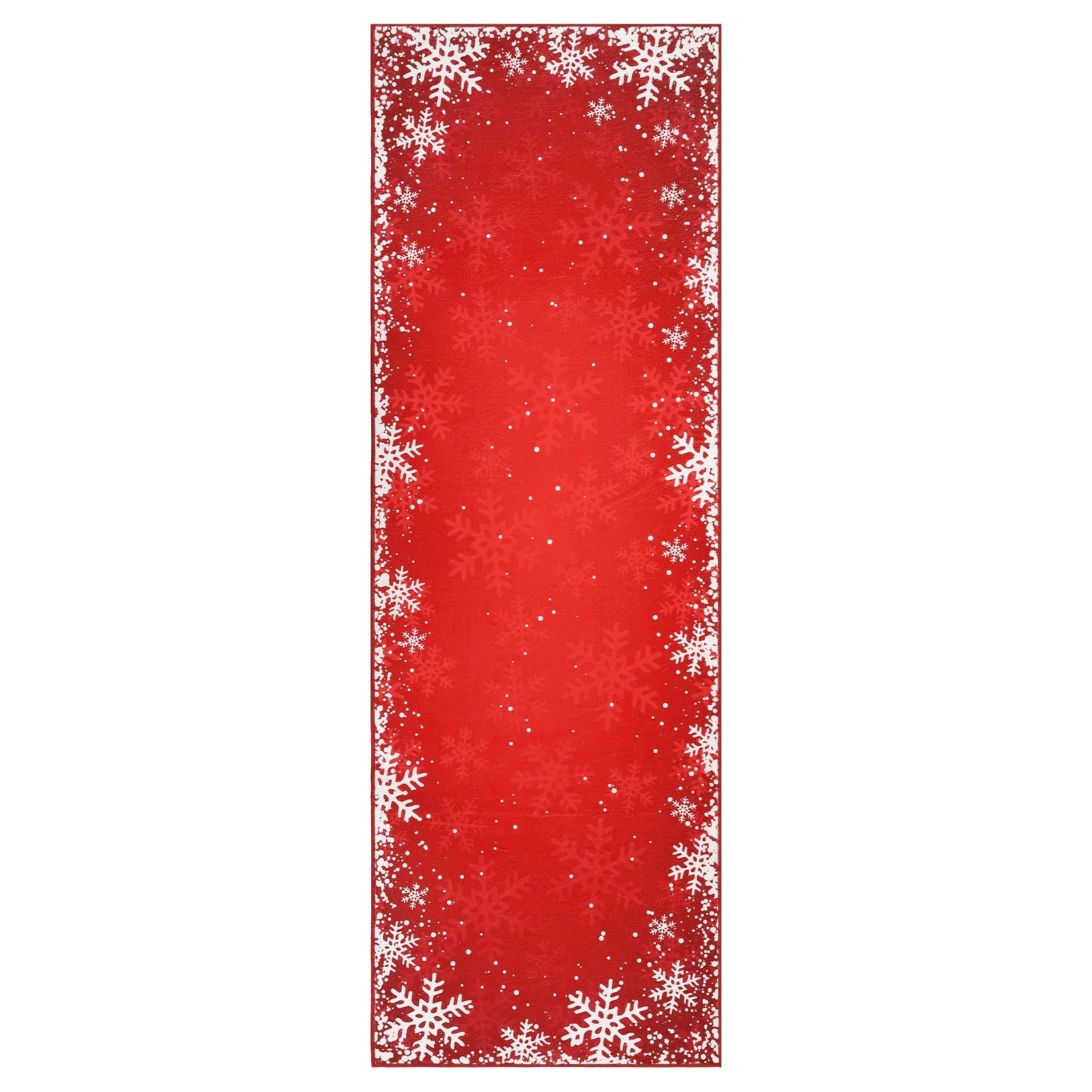 GARVEE 2x6 Rug Runner Washable Rugs Red Christmas Home Decor Snowflake Entry Mat Kitchen Mat Non Slip Carpet Bathroom Rugs Small Rug for Hallway Laundry, 2'x6' Red