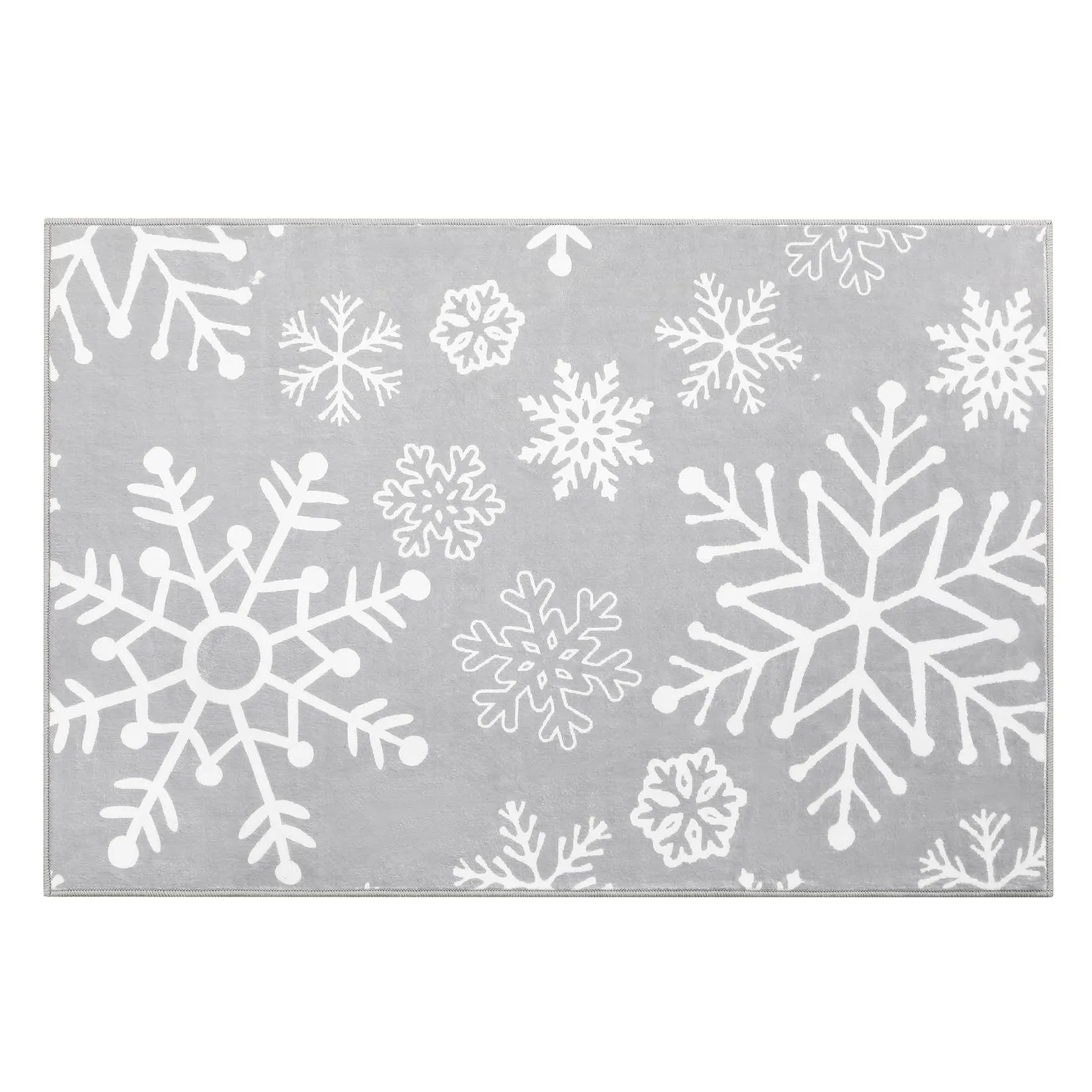 GARVEE Christmas Door Mat 2x3 Mat Xmas Bathroom Rugs Non-Slip Kithcen Mat Washable Entryway Rug Small Dectorative Carpet Winter Doormat Rubber Back Snowflake Doormats for Indoor Outdoor 2'x3' Grey