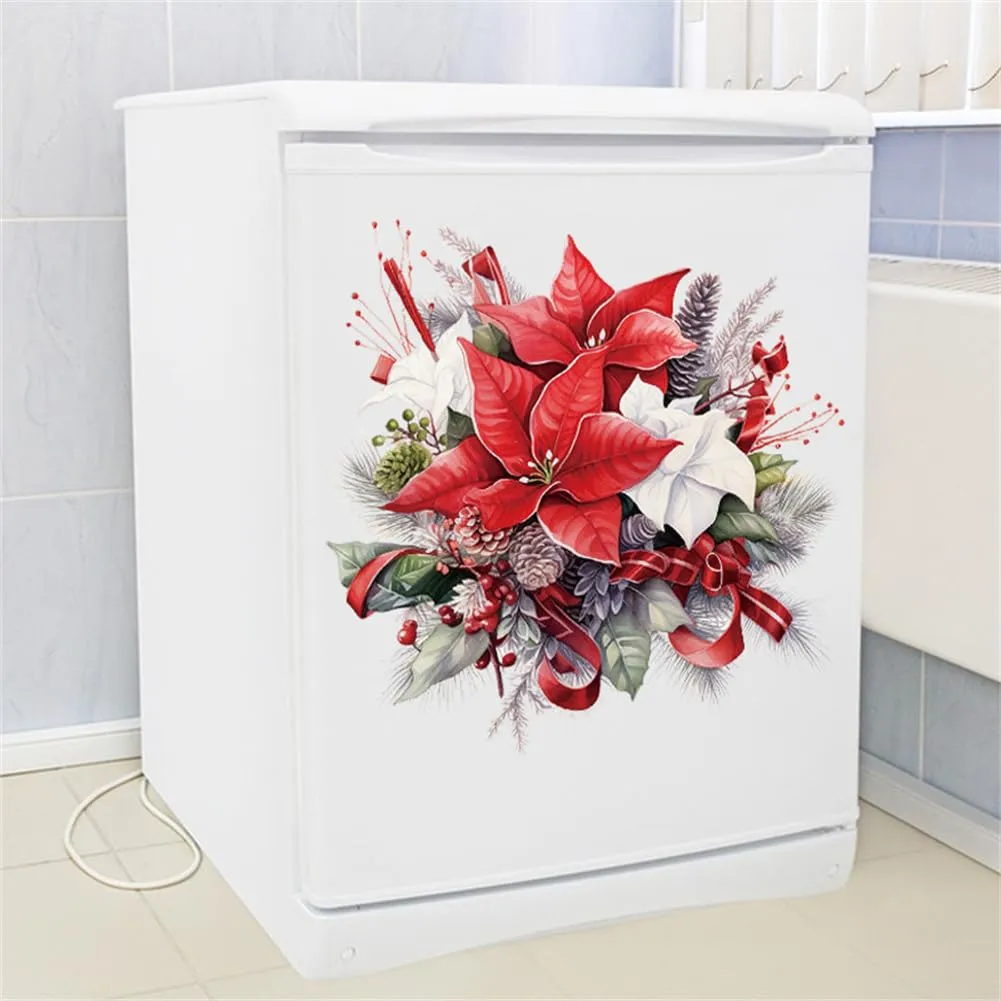 GARVEE Christmas Flower Toilet Seat Stickers Self-Adhesive DIY PVC Toilet Decals for Bathroom Cistern Restroom Power Switch Decor PVC 1 As Shown