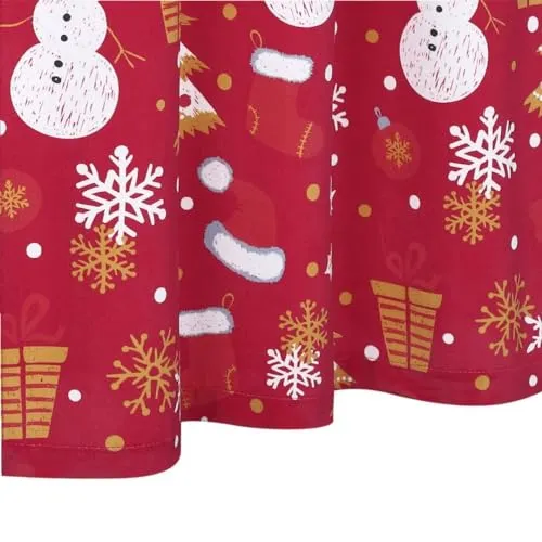 GARVEE Christmas Kitchen Curtains 2 Pcs Velvet Fabric Short Curtains Cut Snowman Rod Pocket Design Cafe Curtains Falling Snowflake Print Decor for Home Bedroom Decor, 26 x 30, Red