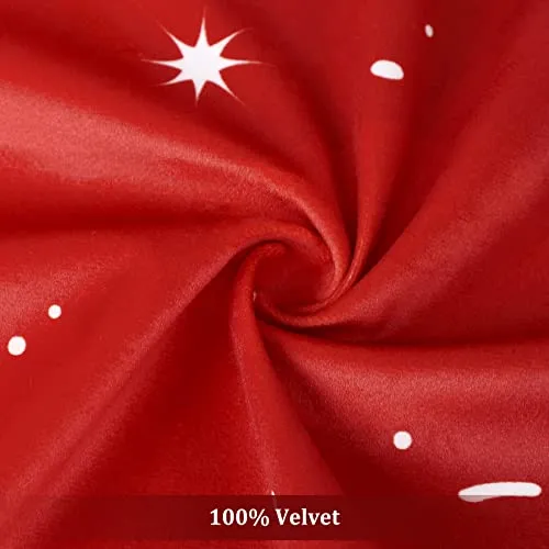 GARVEE Christmas Kitchen Curtains, Red Velvet Curtains Set for Windows, Floral Snowflake Decoration Cafe Curtains, Thermal Insulated Room Darkening Short Curtain (26 W x 24 L, Set of 2