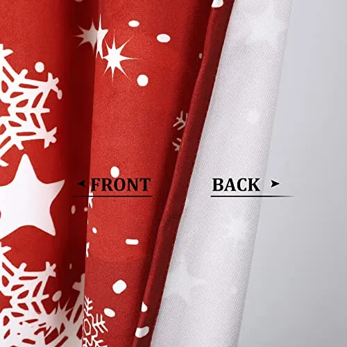 GARVEE Christmas Kitchen Curtains, Red Velvet Curtains Set for Windows, Floral Snowflake Decoration Cafe Curtains, Thermal Insulated Room Darkening Short Curtain (26 W x 24 L, Set of 2