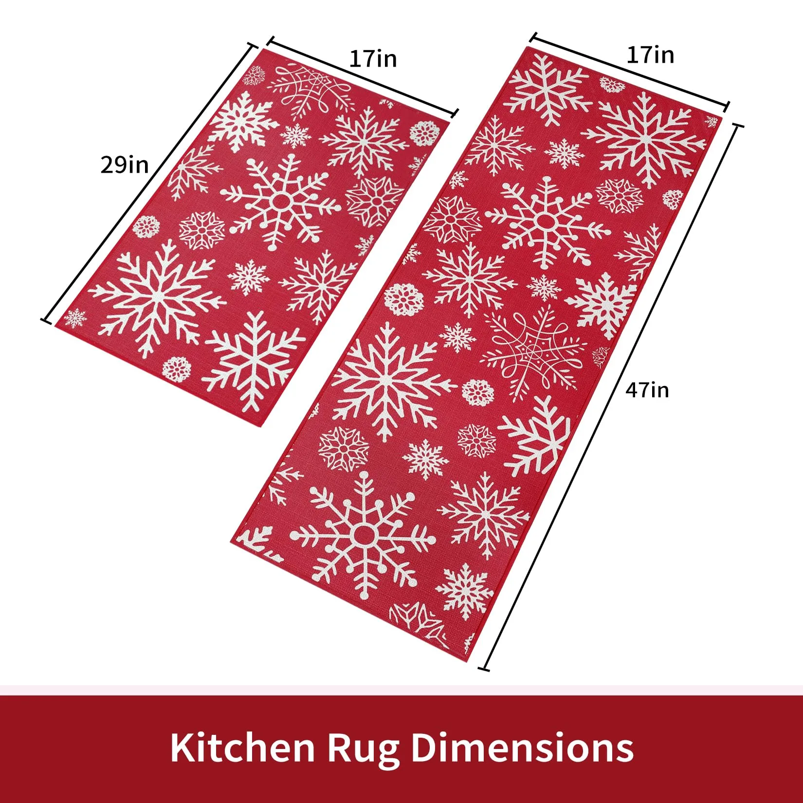 GARVEE Christmas Kitchen Rugs and Mats Non-Slip Kitchen Floor Mats Kitchen Runner Rug in Front of Sink Super Absorbent Kitchen Mat, 17x29 17x47