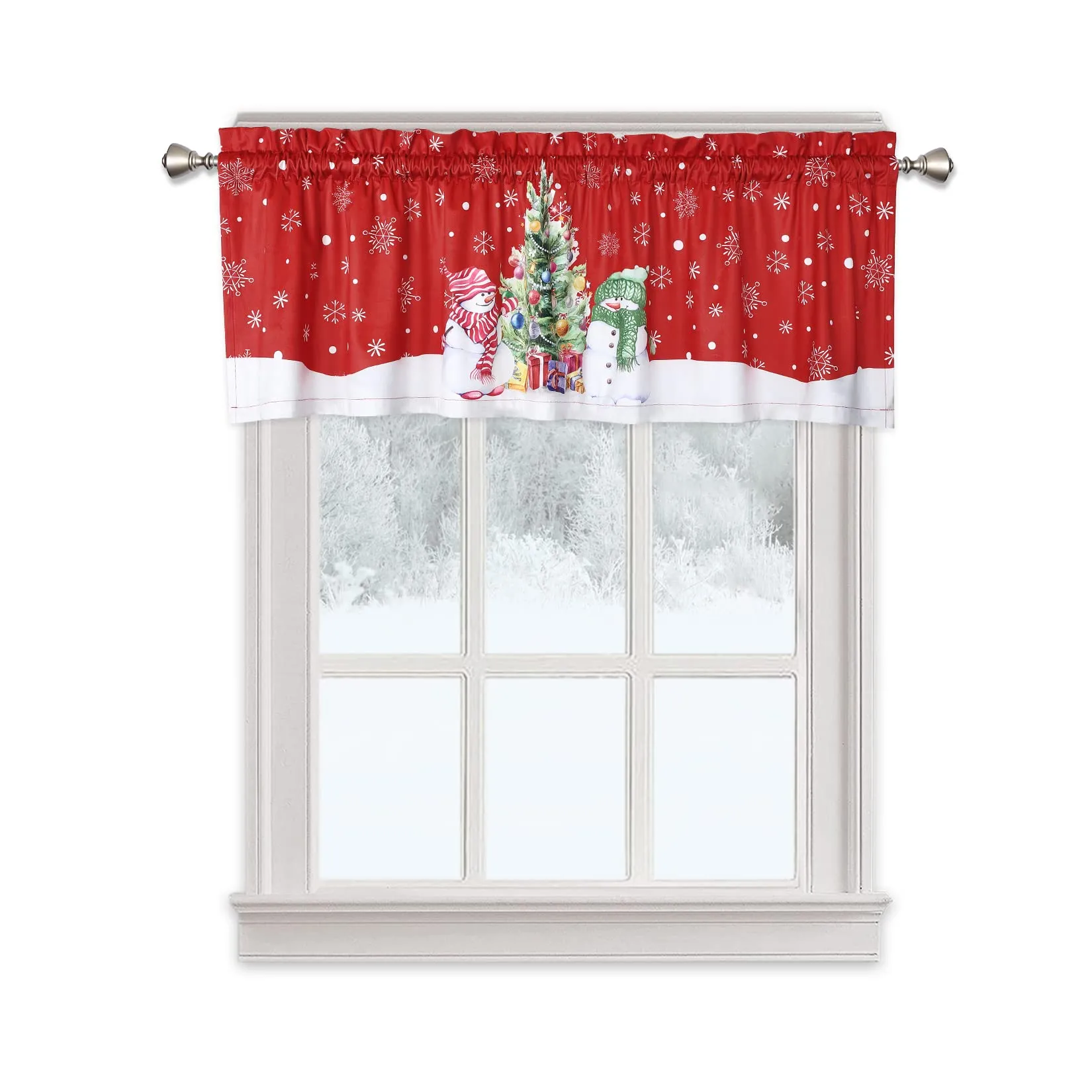 GARVEE Christmas Valance Curtain Cafe Curtain Curtains Window Treatment Rod Pocket for Home Decor 1 Panel for Bathroom, Living Room Christmas Decoration